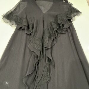 Givenchy black Ruffle Lace Robe